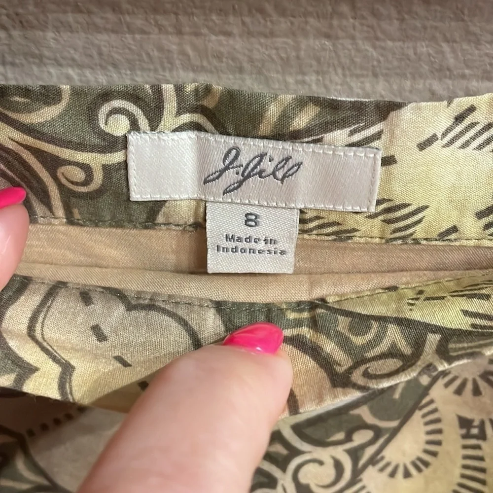 J. JILL NWOT 100% soft cotton godet pleated midi skirt A line floral yellow 8